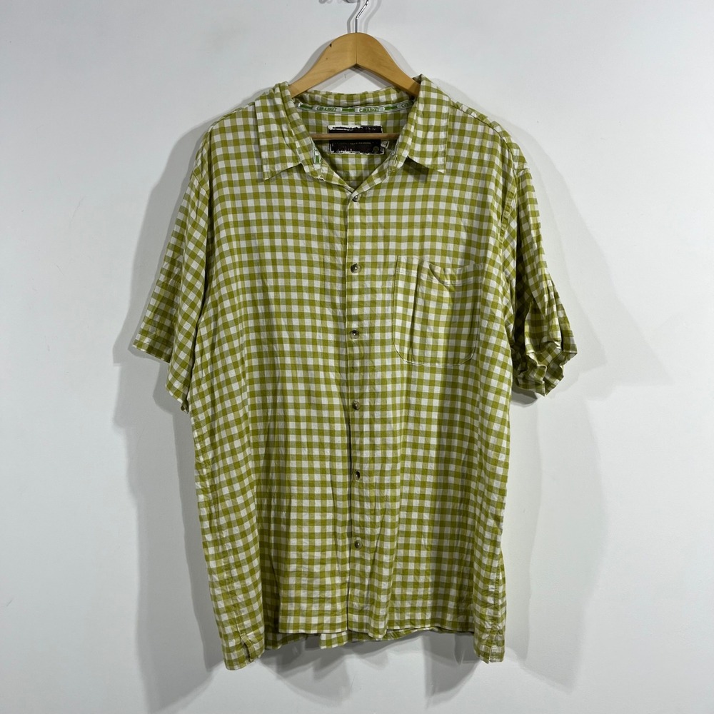 Cariloha Gingham Bamboo Breathable Resort Vacation Button Down Shirt Mens 2XL
